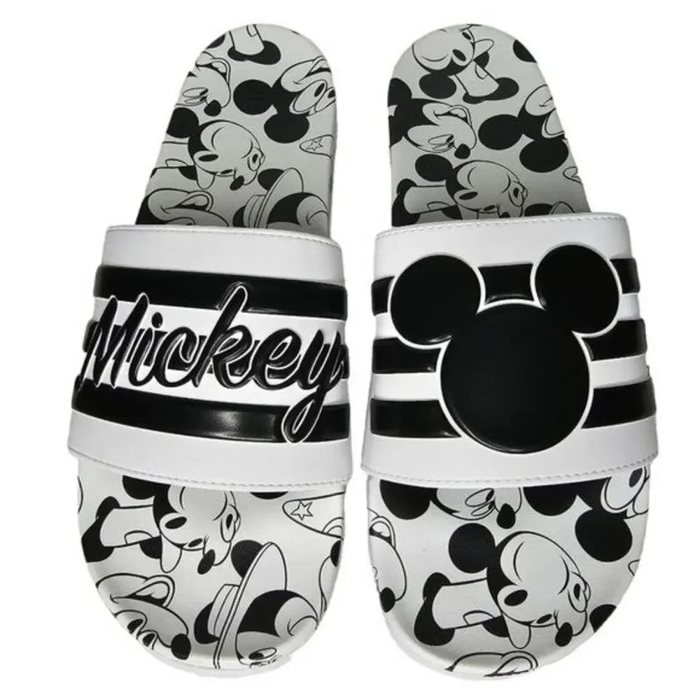 NWT Adidas Slides Mens Size 12 Disney Mickey Mouse Adilette Comfort Black White - Picture 2 of 15